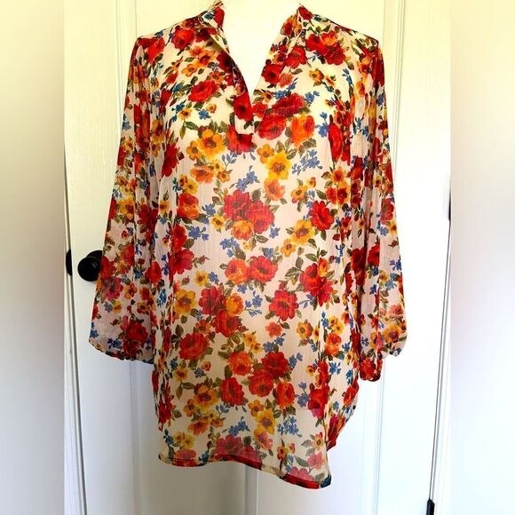 Alice Blue Women’s Floral Lightweight Tunic Blouse Size Medium - Picture 1 of 11